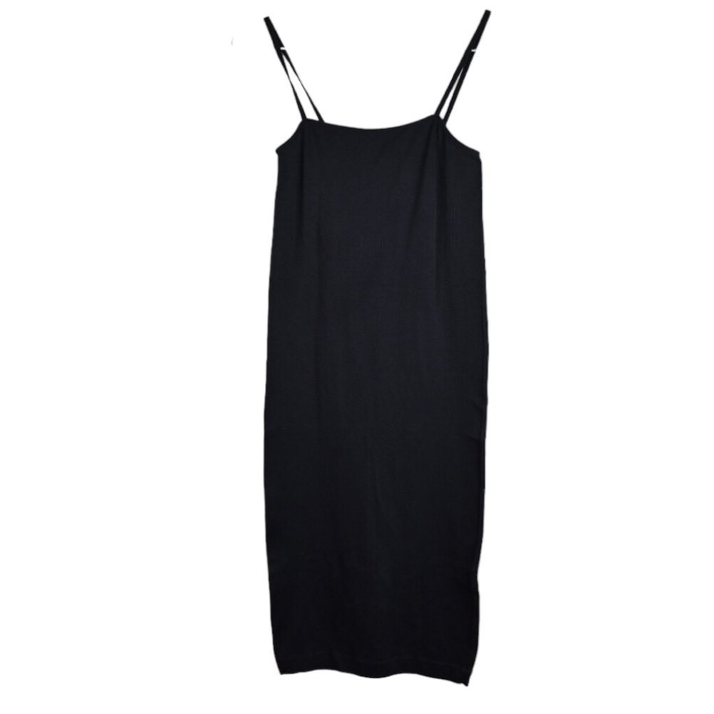 Forever 21 Dress M Womens Black Bodycon Spaghetti Strap Pullover Nylon Blend
